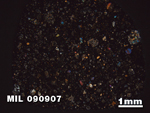 Thin Section Photo of Sample MIL 090907 in Cross-Polarized Light with 1.25X Magnification