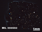 Thin Section Photo of Sample MIL 090983 in Cross-Polarized Light with 1.25X Magnification