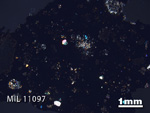 Thin Section Photo of Sample MIL 11097 in Cross-Polarized Light with 1.25X Magnification