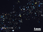 Thin Section Photo of Sample MIL 11119 in Cross-Polarized Light with 1.25x Magnification
