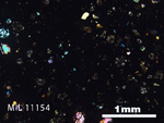 Thin Section Photo of Sample MIL 11154 in Cross-Polarized Light with 2.5x Magnification