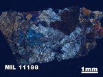 Thin Section Photo of Sample MIL 11198 in Cross-Polarized Light with 1.25X Magnification