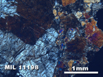 Thin Section Photo of Sample MIL 11198 in Cross-Polarized Light with 2.5X Magnification