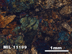Thin Section Photo of Sample MIL 11199 in Cross-Polarized Light with 2.5X Magnification