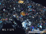 Thin Section Photo of Sample MIL 11275 in Cross-Polarized Light with 2.5x Magnification