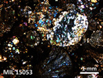 Thin Section Photo of Sample MIL 15053 in Cross-Polarized Light with 2.5X Magnification