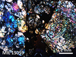 Thin Section Photo of Sample MIL 15059 in Cross-Polarized Light with 2.5X Magnification