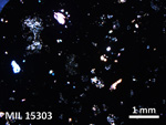 Thin Section Photo of Sample MIL 15303 in Cross-Polarized Light with 2.5X Magnification