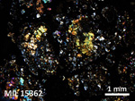 Thin Section Photo of Sample MIL 15362 in Cross-Polarized Light with 2.5X Magnification