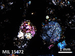 Thin Section Photo of Sample MIL 15472 in Cross-Polarized Light with 2.5X Magnification