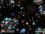 Thin Section Photo of Sample MIL 15515 in Cross-Polarized Light with 2.5X Magnification