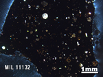 Thin Section Photo of Sample MIL 11132 in Cross-Polarized Light with 1.25X Magnification