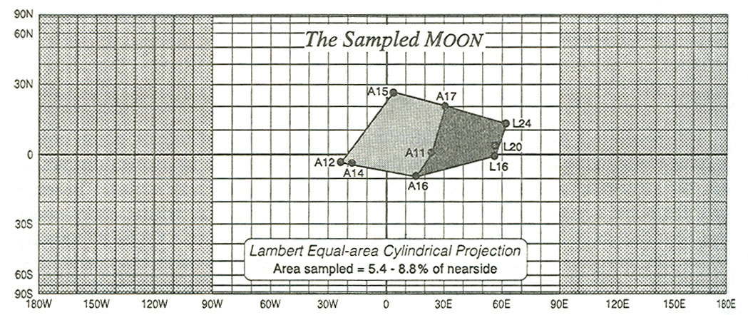 Map of Area of Sampled Rocks of the Moon