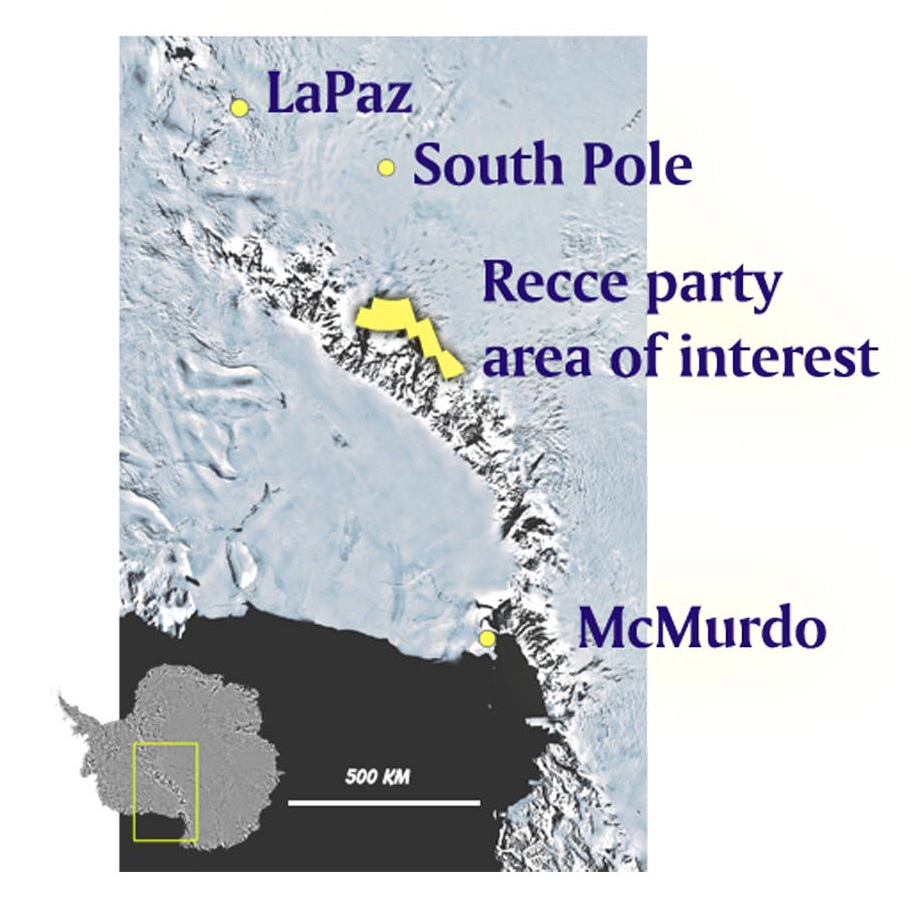Recce party area of interest in Antarctica