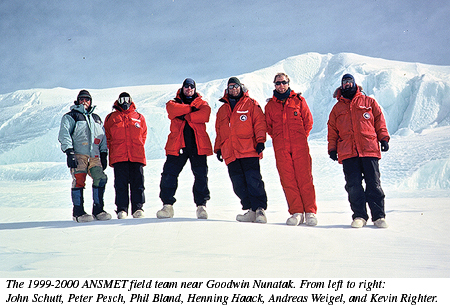 The 1999-2000 ANSMET field team near Goodwin Nunatak