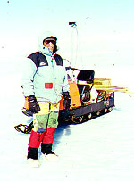 John Schutt on ice in Antarctica. 