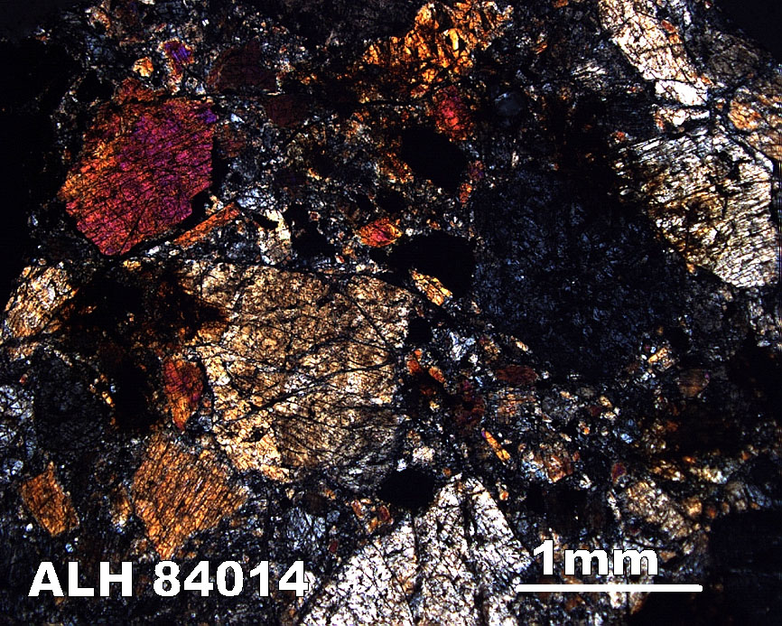 Thin Section Photograph of Sample ALH 84014 in Cross-Polarized Light