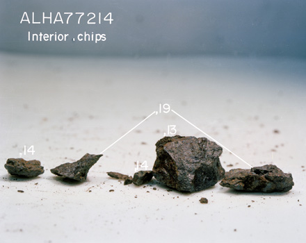 Photo of Interior Chips for Sample ALHA77214 (Photo Number: S78-36993)