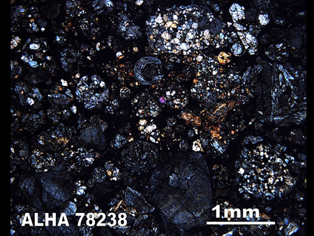 Thin Section Photograph of Sample ALHA 78238 in Cross-Polarized Light