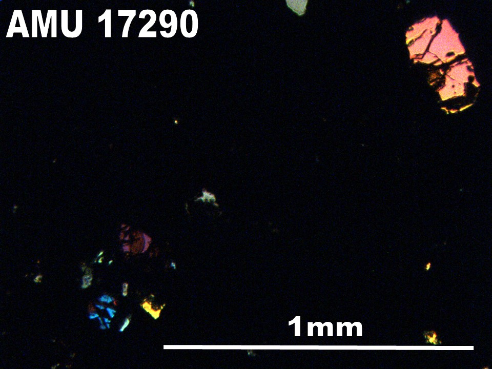 Thin Section Photo of Sample AMU 17290 in Cross-Polarized Light with 5X Magnification