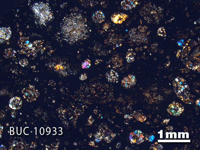 Thin Section Photo of Sample BUC 10933 in Cross-Polarized Light with 1.25X Magnification