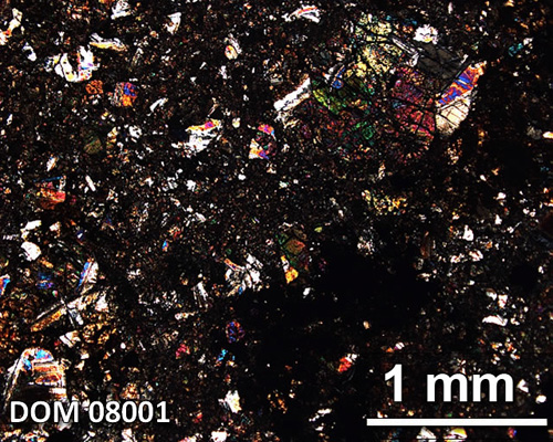 Thin Section Photograph of Sample DOM 08001 in Cross-Polarized Light