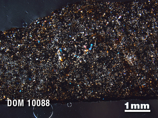 Thin Section Photo of Sample DOM 10088 in Cross-Polarized Light with 1.25X Magnification