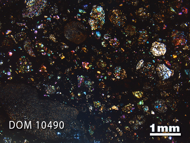 Thin Section Photo of Sample DOM 10490 in Cross-Polarized Light with 1.25x Magnification
