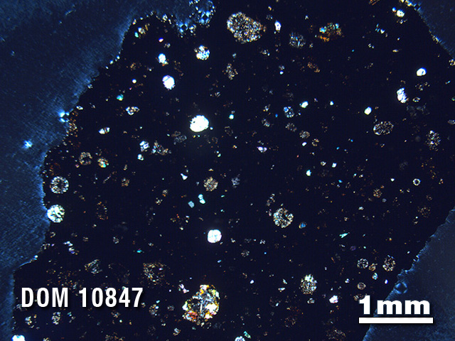 Thin Section Photo of Sample DOM 10847 in Cross-Polarized Light with 1.25X Magnification