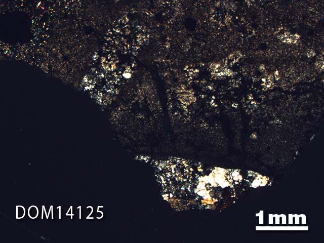 Thin Section Photo of Sample DOM 14125 in Cross-Polarized Light with 1.25X Magnification