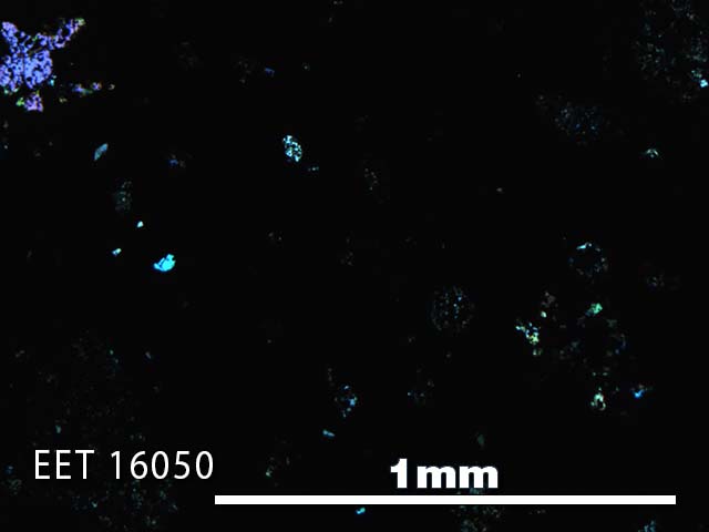 Thin Section Photo of Sample EET 16050 in Cross-Polarized Light with 5X Magnification