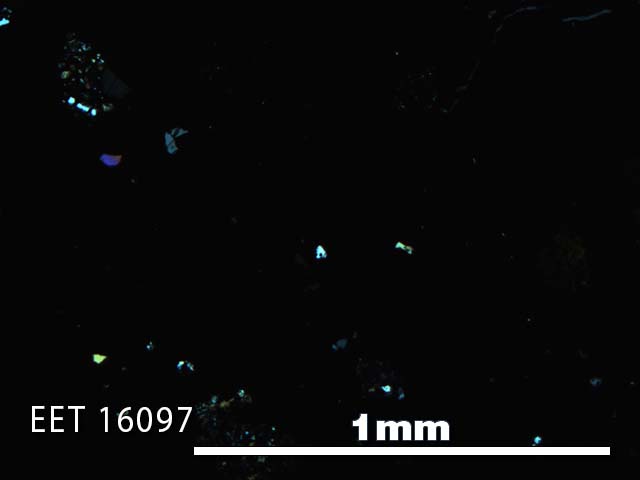 Thin Section Photo of Sample EET 16097 in Cross-Polarized Light with 5X Magnification