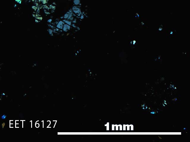 Thin Section Photo of Sample EET 16127 in Cross-Polarized Light with 5X Magnification
