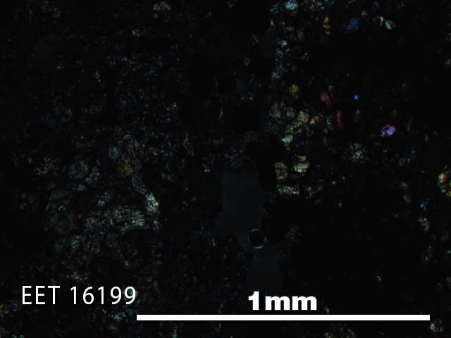Thin Section Photo of Sample EET 16199 in Cross-Polarized Light with 5X Magnification