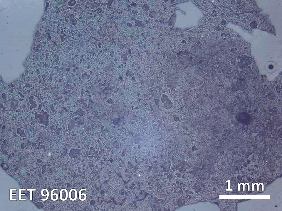 Thin Section Photo of Sample EET 96006 in Reflected Light with  Magnification