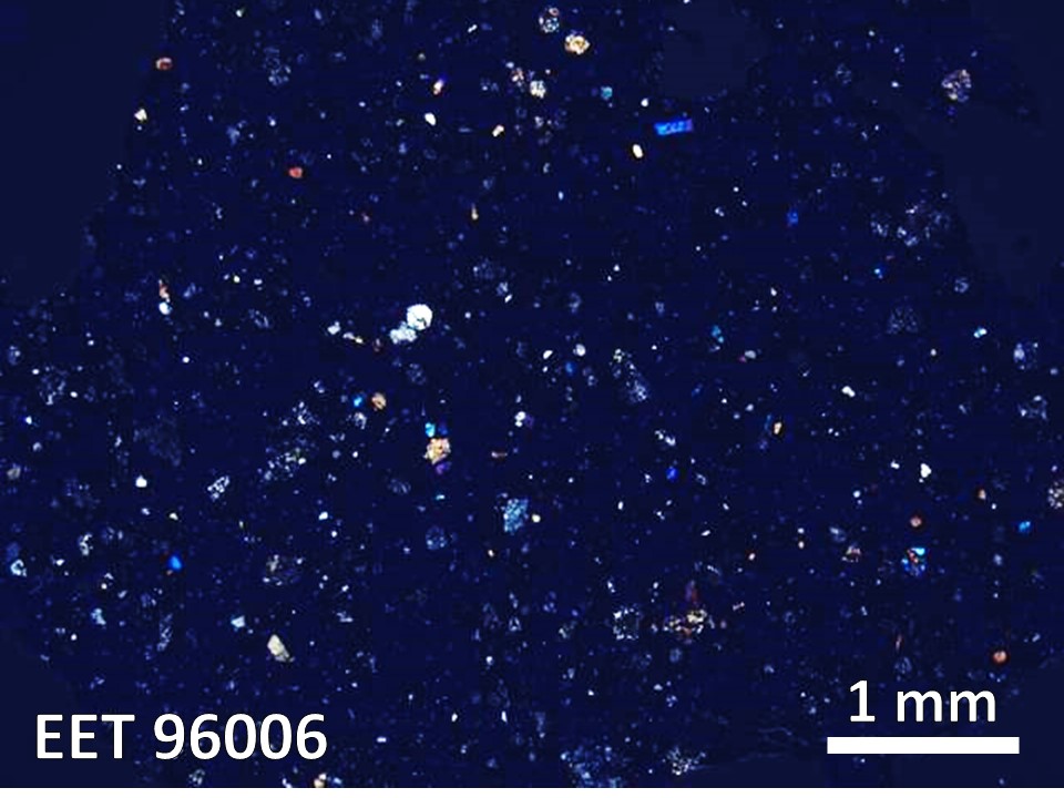 Thin Section Photo of Sample EET 96006 in Cross-Polarized Light with  Magnification