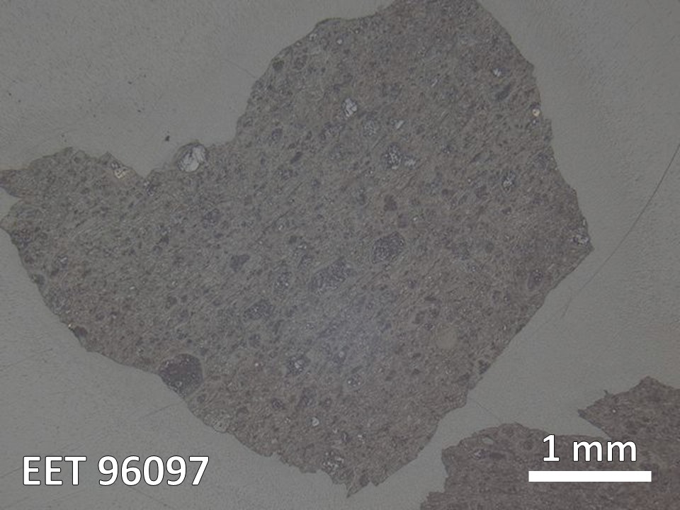 Thin Section Photo of Sample EET 96097 in Reflected Light with  Magnification
