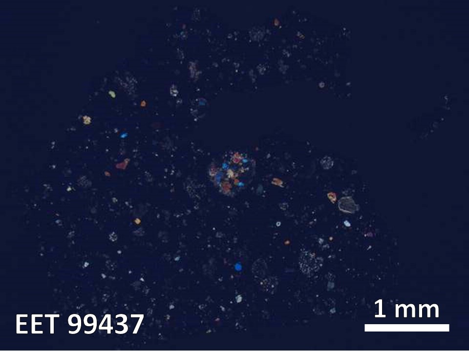 Thin Section Photo of Sample EET 99437 in Cross-Polarized Light with  Magnification