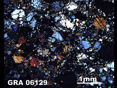 Thin Section Photo of Sample GRA 06129  in Cross-Polarized Light