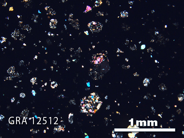 Thin Section Photograph of Sample GRA 12512 in Cross-Polarized Light