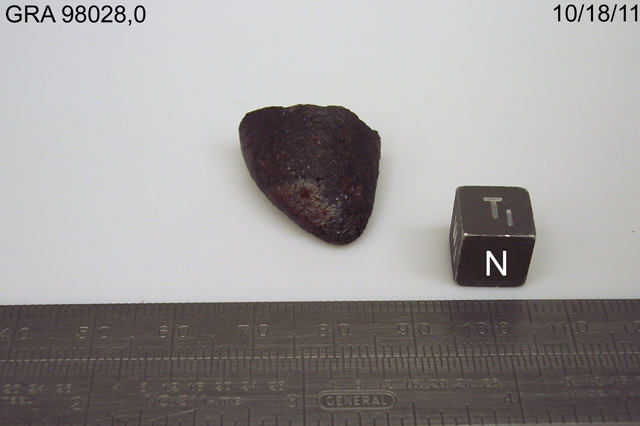 Lab Photo of Sample GRA 98028 Showing Top North View