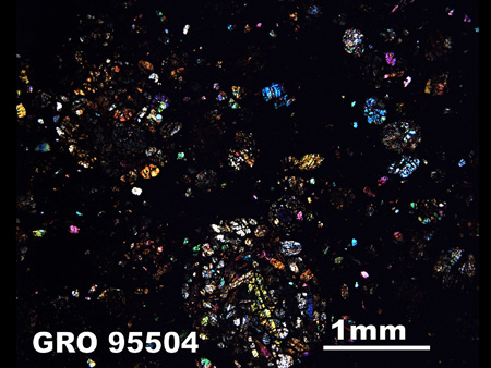 Thin Section Photograph of Sample GRO 95504 in Cross-Polarized Light