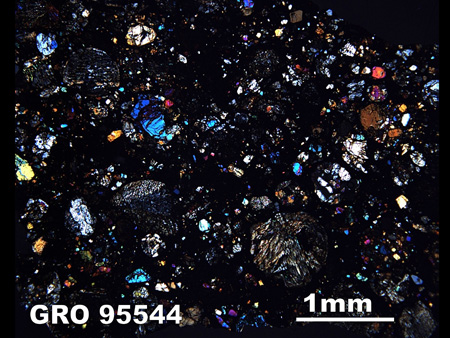 Thin Section Photograph of Sample GRO 95544 in Cross-Polarized Light