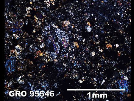 Thin Section Photograph of Sample GRO 95546 in Cross-Polarized Light