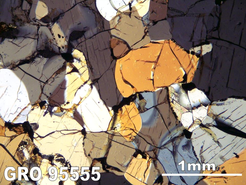 Thin Section Photograph of Sample GRO 95555 in Cross-Polarized Light