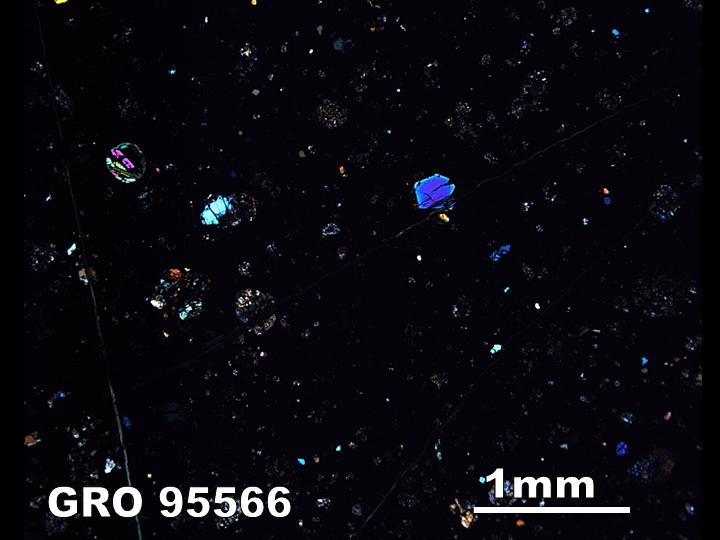 Thin Section Photo of Sample GRO 95566 in Cross-Polarized Light