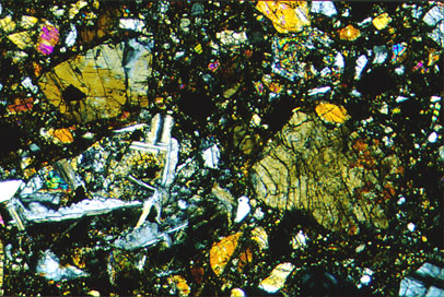 Thin Section Photo of Sample GRO 95574 in Cross Polarized Light