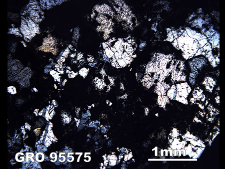 Thin Section Photograph of Sample GRO 95575 in Cross-Polarized Light