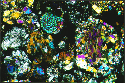 Thin Section Photo of Sample GRO 95596 in Cross Polarized Light