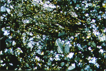 Thin Section Photo of Sample GRO 95626 in Cross Polarized Light